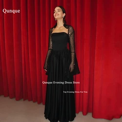 Qunque Elegant Prom Dress A-line Evening Dress Customized Lace Long Sleeves Formal Occasion Gowns Vestidos De Fiesta Elegantes