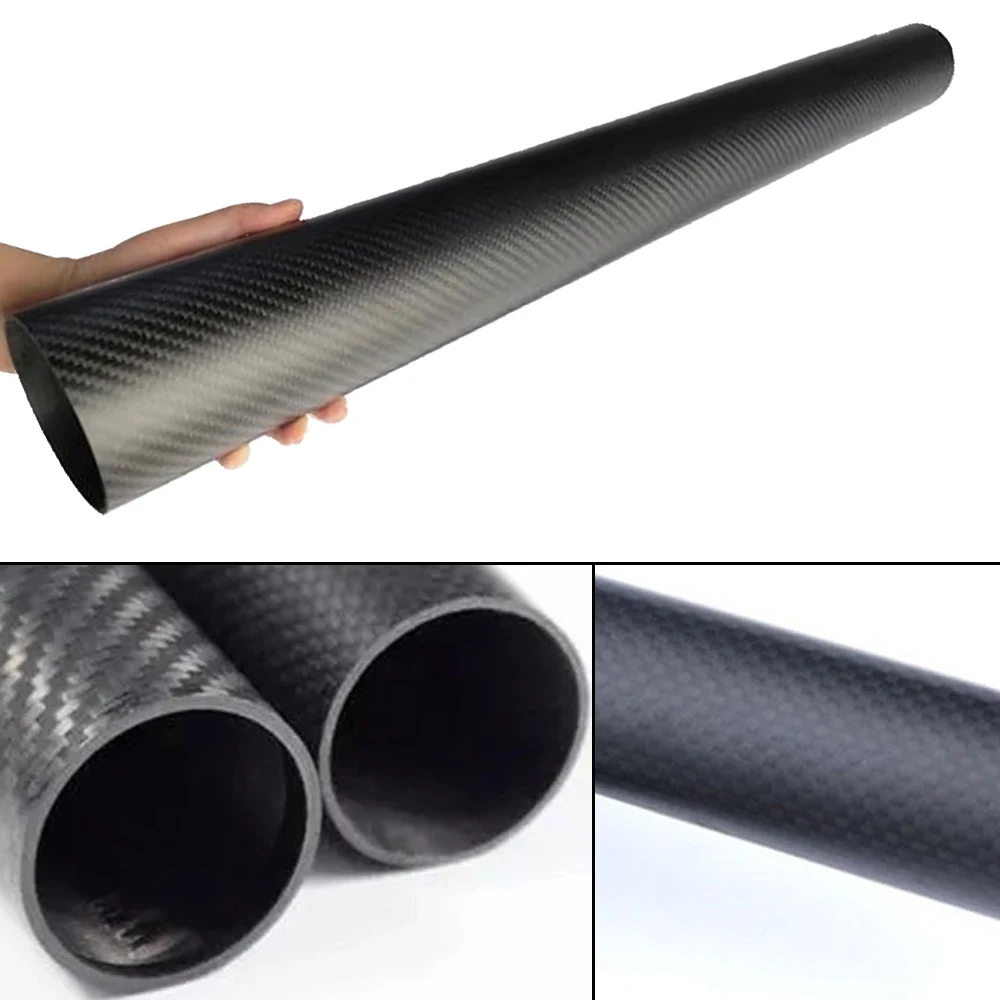 2Pcs Carbon Fiber Tubes, 21mm*23mm*500mm 3K Roll Wrapped Twill Matte Finish for Quadcopter Multicopter High Strength Lightweigh