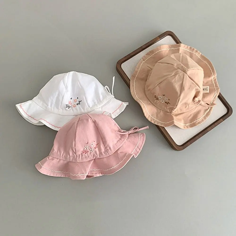 

Мягкая шляпа-ведро с цветком для младенцев, плиссированная детская шляпа от солнца с сердечком, солнцезащитная шляпа с широкими полями, рыбацкая шляпа для малышей, детская