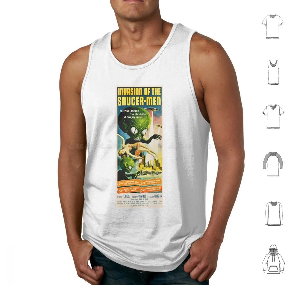 Invasion Of The Saucer Men Retro Sci Fi Vintage Movie Tank Tops Print Cotton Antique Vintage Retro Old Advertising