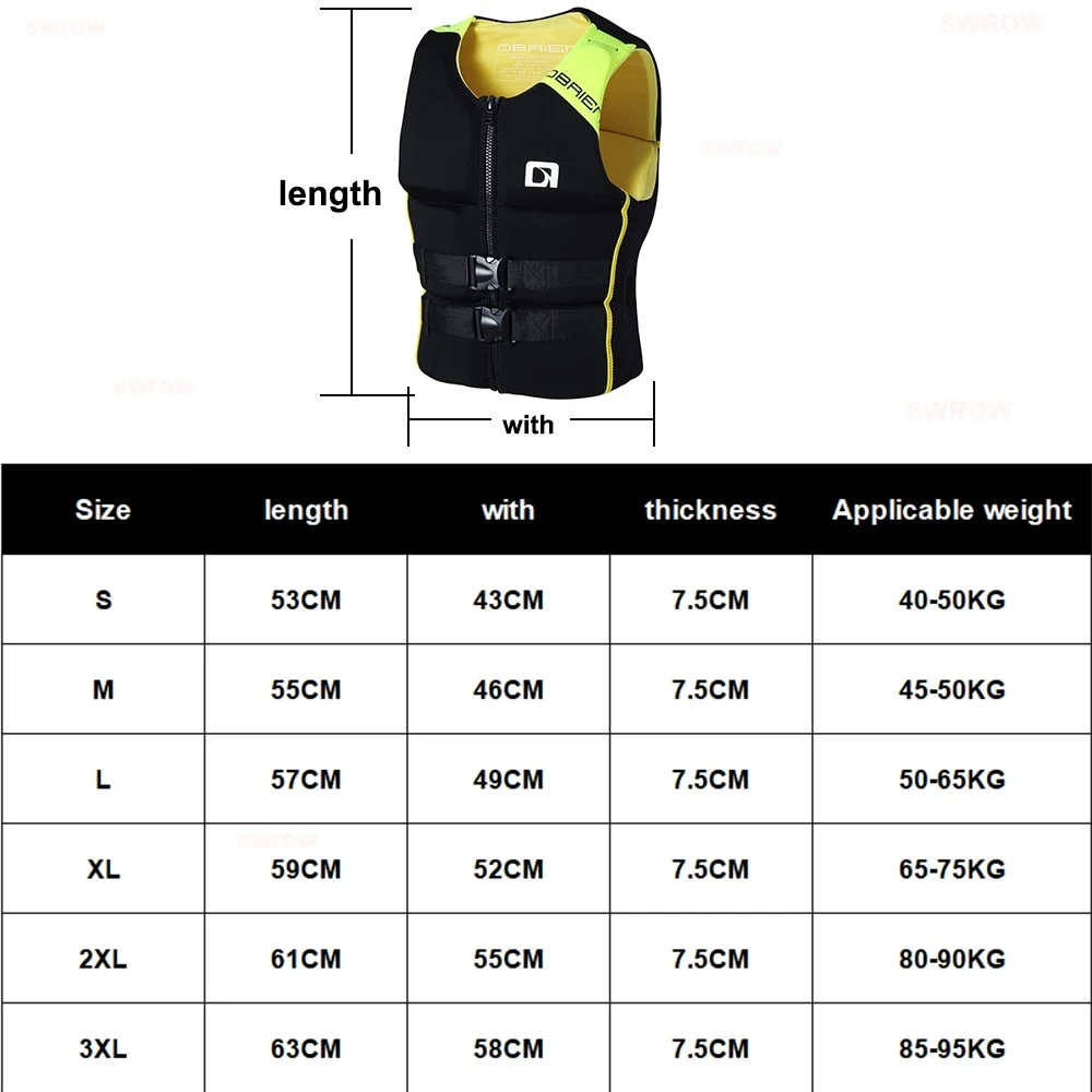 Neoprene Life Vest Adults Surf Life Jacket Motorboats Wakeboard Raft For Boats Fishing Vest Swimming Drifting Kayak Water Rescue