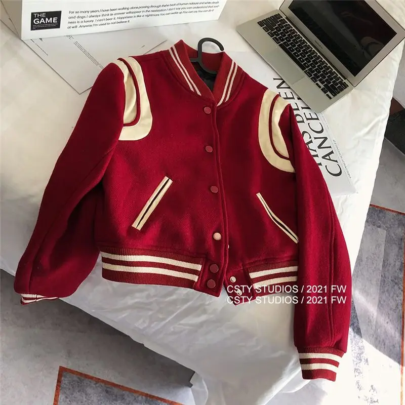 Y2k Streetwear Baseball Jacket Women College Uniform Varsity Jackets Female Oversized Korean Harajuku Fashion Coat Spring Autumn