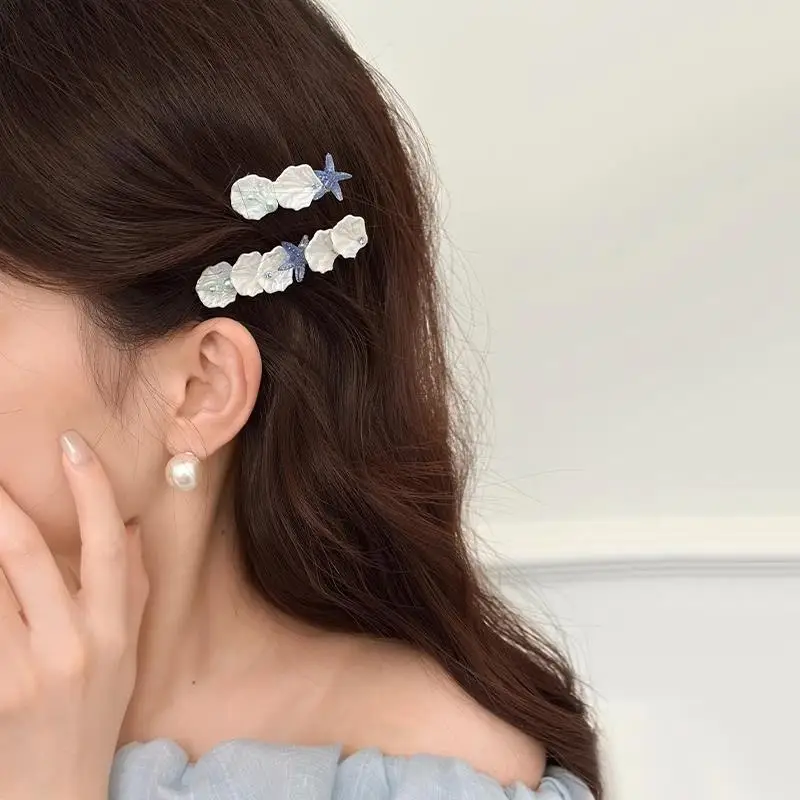 

Корейский стиль, сладкий кремовый ракушка и морская звезда, простой зажим для волос, универсальный женский аксессуар для волос Bb