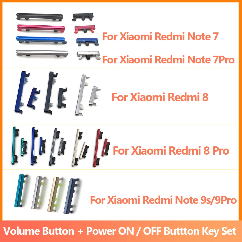 For Redmi Note 8 9 9S Pro SIde Volume Button + Power ON / OFF Buttton Key Set For Xiaomi Redmi Note 7 Pro Replacement Parts