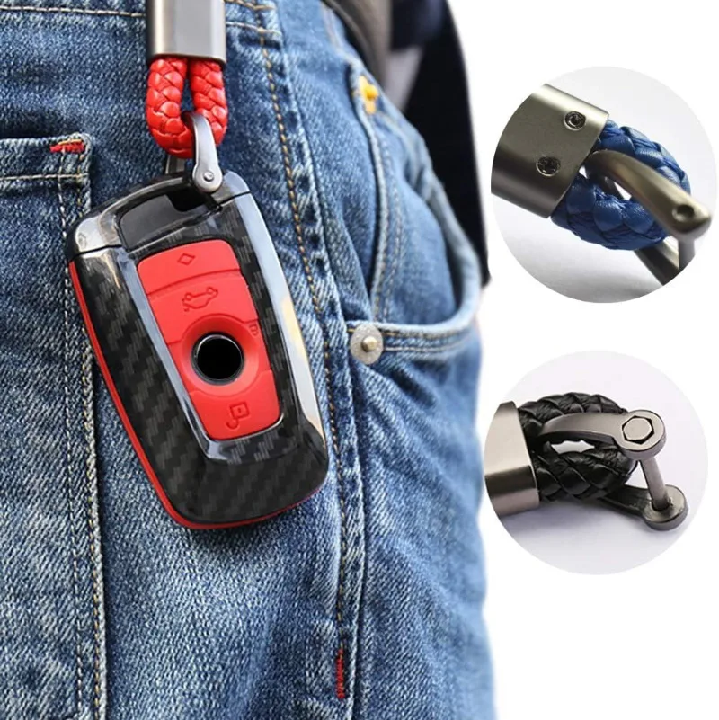 Key Fob Cover Carbon Fiber Car Key Shell Silicone Case Keychain Remote Key Protector Fit for BMW 1 3 5 7 Series X3 X4 X5 X6
