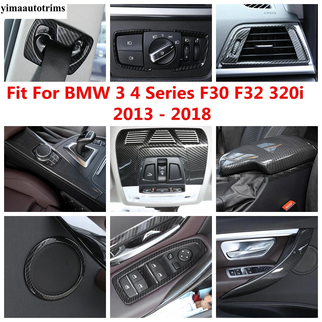 

For BMW 3 4 Series F30 F32 320i 2013 -2018 Window Lift Speaker Handle Bowl Air AC Gear Panel Cover Trim Carbon Fiber Accessories