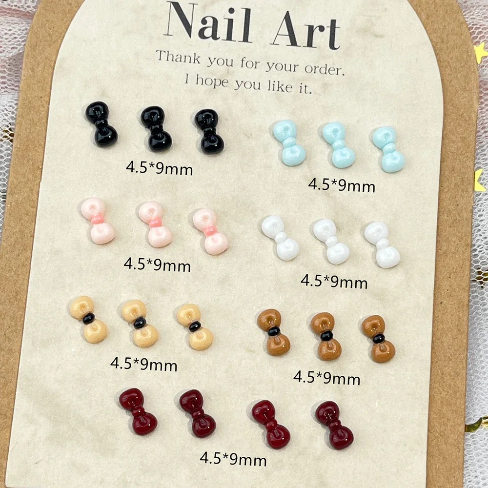 20Pcs Mixed Sweetheart Barbie Cartoon Tie Resin Nail Charm Decoration Black Pink Bow Mobile Phone Case Nail Art Diy Accessories