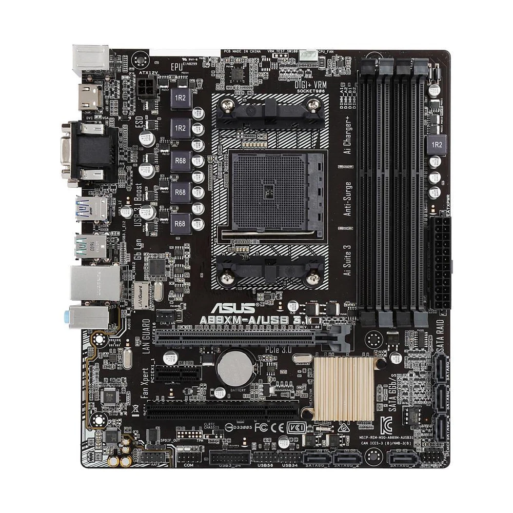 Placa base ASUS A88XM-A/USB 3.1 con zócalo AMD A88X FM2/FM2+para AMD A10/A8/A6/A4/Athlon 4×DDR3, placa base usada.