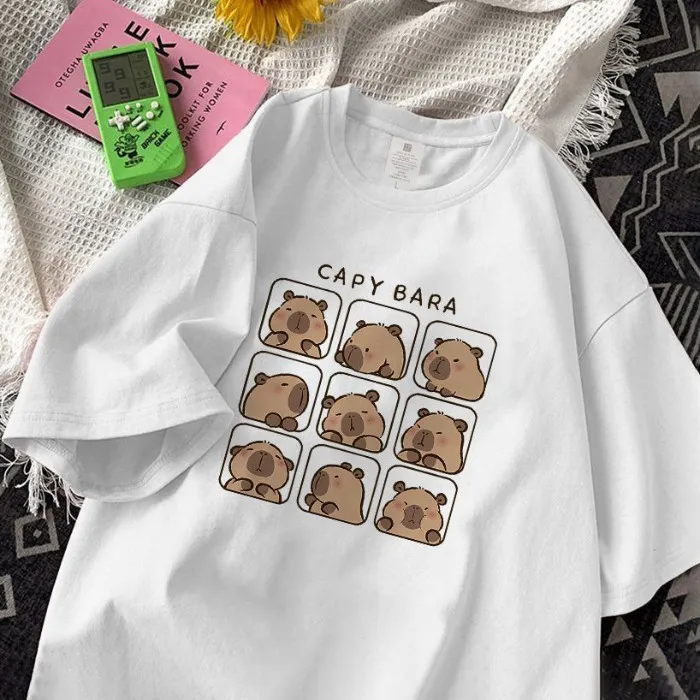Loose Cute Cartoon Summer Short Sleeved T-shirt for Women's Casual Versatile Round Neck Men's Top image 2