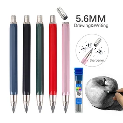 5.6mm All Metal Automatic Pencil 2B 4B 6B 8B Lead Core Art Drawing Writing Tool Sketching Manga Design Automatic Pencil