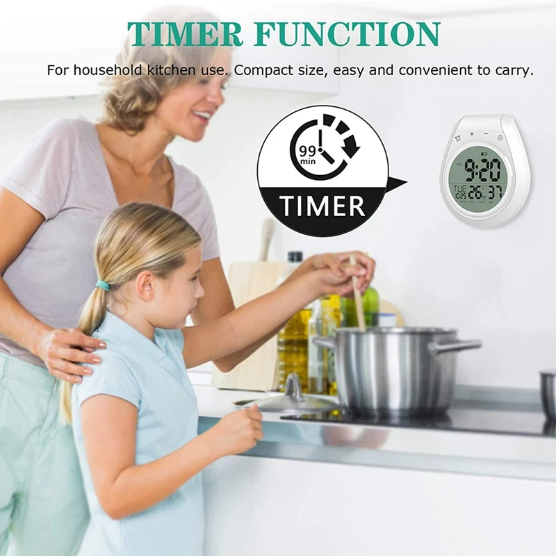 Digital Shower Clock Waterproof Digital Kitchen Wall Clock 12/24 Hour Format Clock