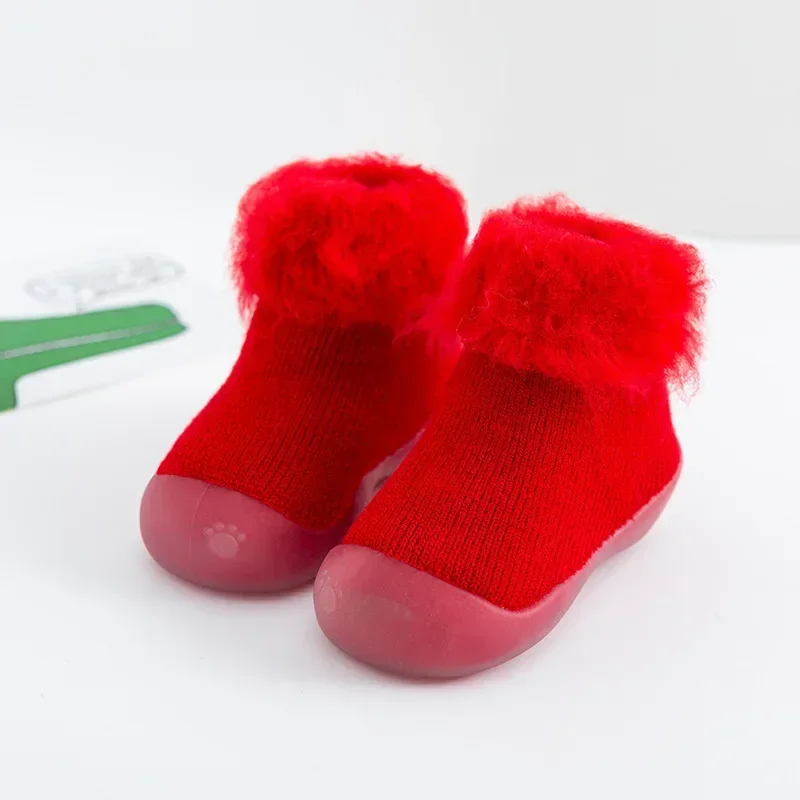 Зимние Нескользящие мягкие искусственные туфли, утолщенные и теплые Новые Детские утепленные туфли для малышей