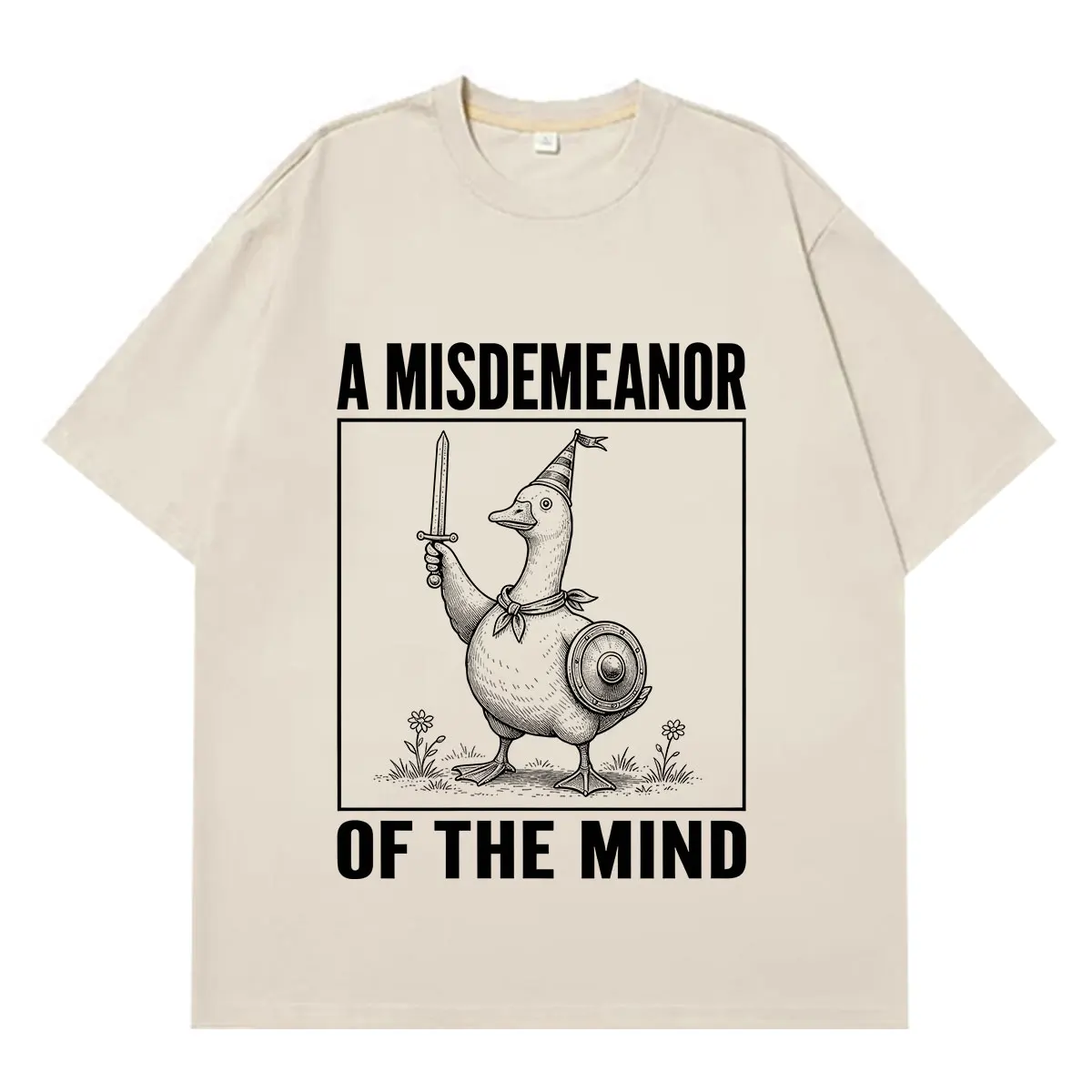 A Misdemeanor of The Mind Funny Goose Medieval Knight Meme T-shirt Men Women Hip-hop Punk T-shirt Summer Cotton Casual T-shirts