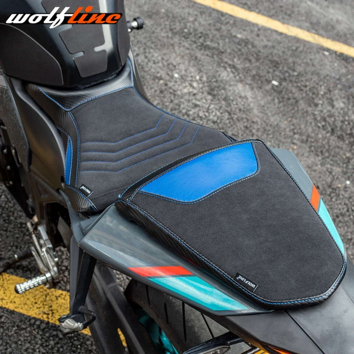 WOLFLINE 2Pcs/Set Rider Saddle Pad Pillion Cushion for Yamaha MT-03 YZF-R3 2015-2024 2016 2017 2018 2019 2020 2021 2022 2023