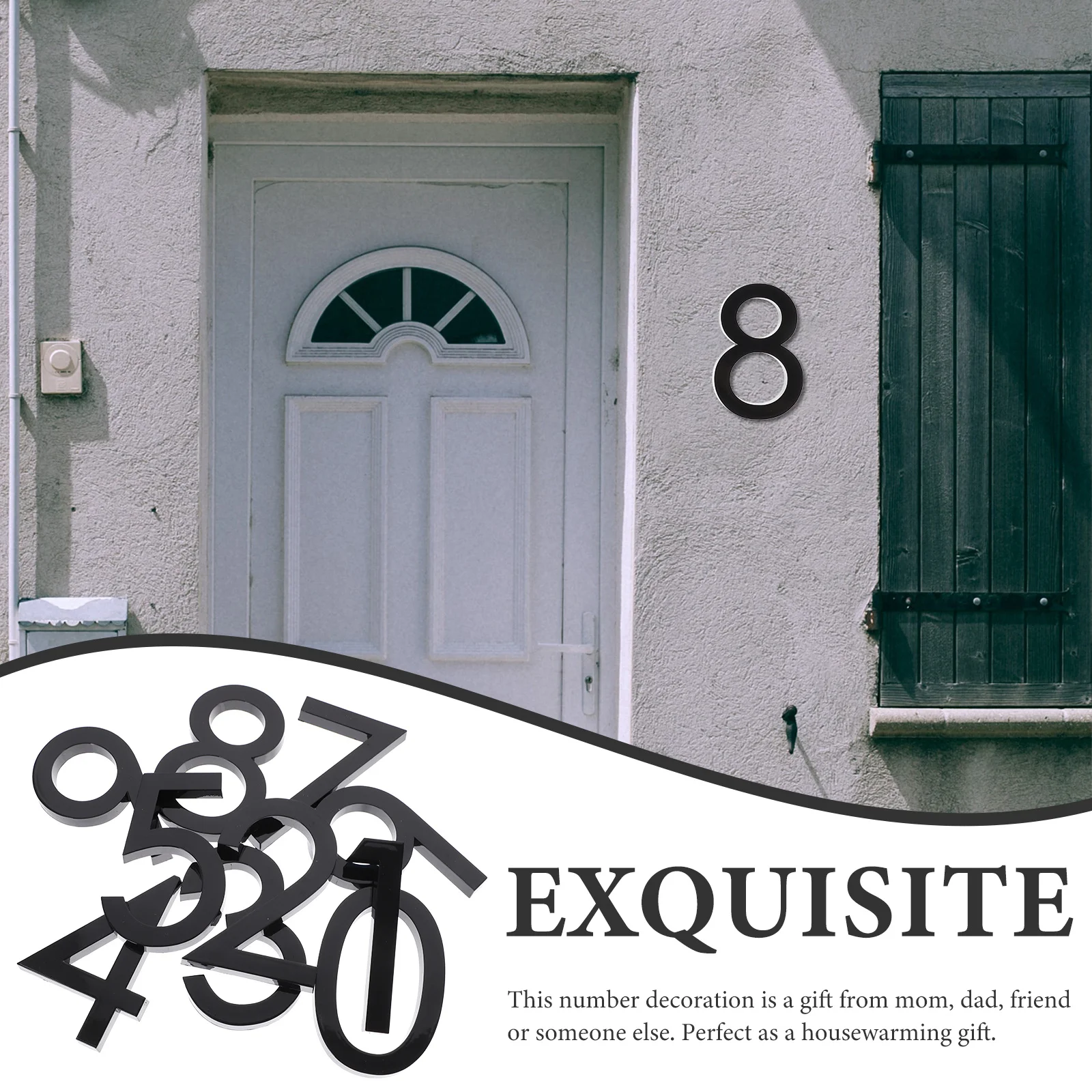 

10Pcs Number Sign Resin Numbers Modern 3D Self-Adhesive Address Plaque for Outdoor Garden Office Hotel Mailbox Decorative