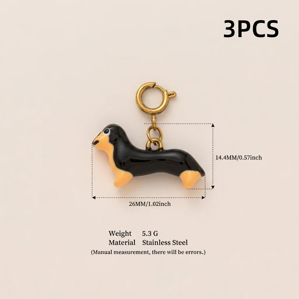 3 Stück einfache, neue, beliebte Tieranhänger (Bär, Katze) aus 316er Edelstahl, wasserdicht, farbbeständig, DIY-Anhänger für Schmuck. – Detail 5