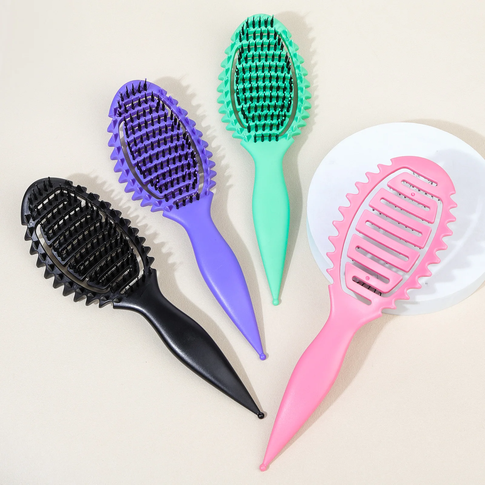 تصفيف فرشاة شعر مجعد صالون مدلك فرشاة تسريح وفك تشابك فرشاة تجفيف مكافحة ساكنة منحني تنفيس فرشاة تدليك فروة الرأس مشط #5