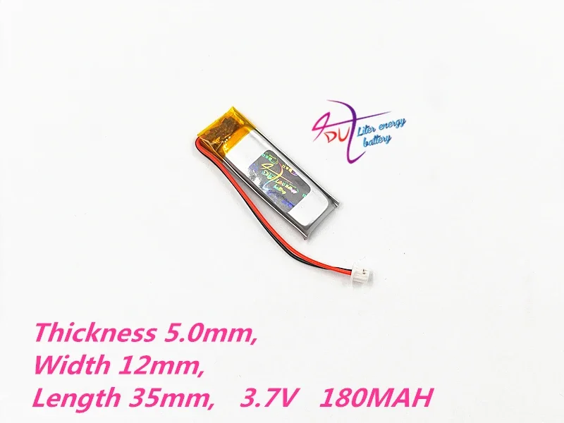 リチウムポリマー充電式リポバッテリー,1.25mm, 2ピン,501235, 3.7v,180mah,mp3,Bluetooth, GPS,モバイルで使用