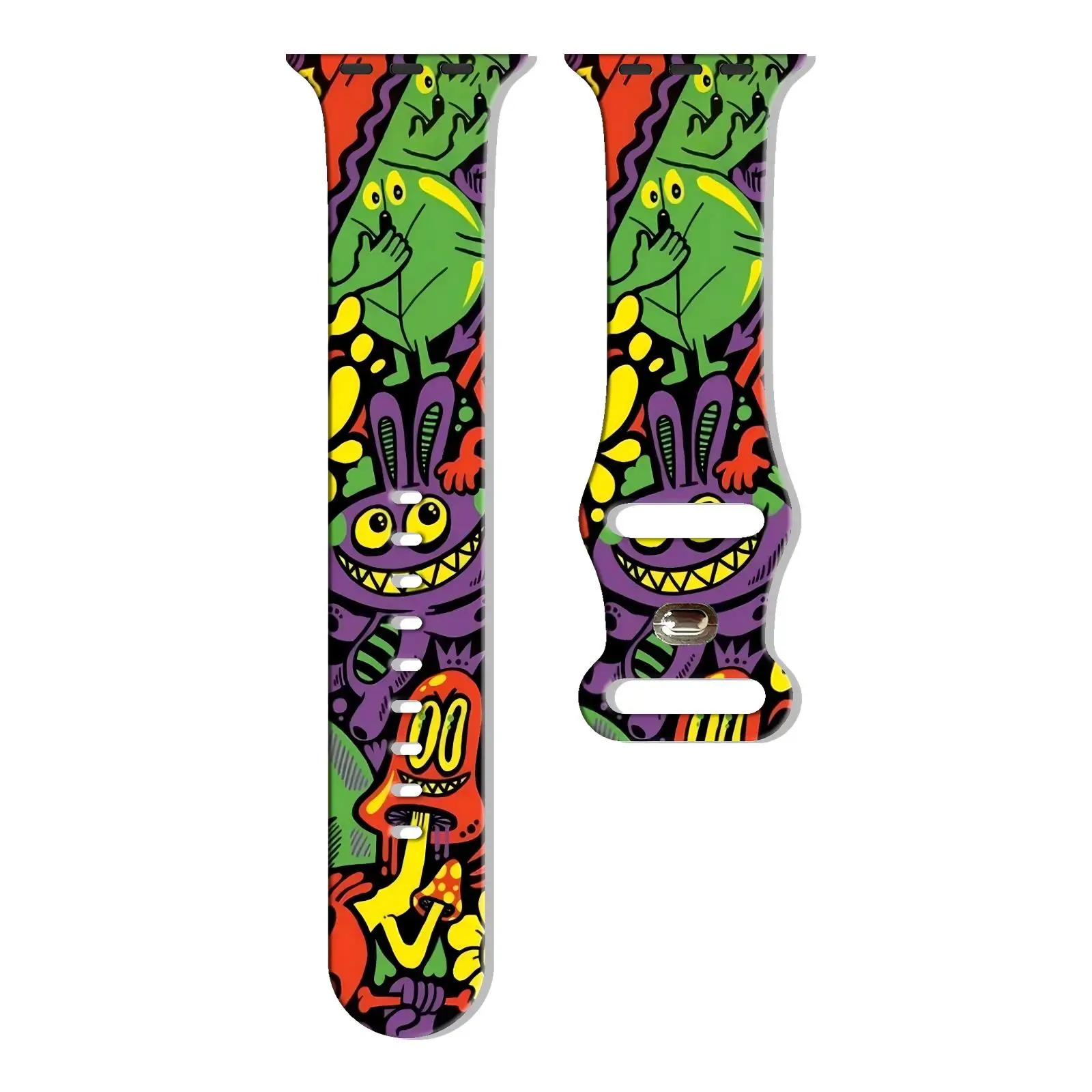 

Уникальный ремешок для часов с принтом серии граффити для Apple Watch 11/10/9/8/7/SE, мягкий водонепроницаемый сменный силиконовый ремешок 45 мм/44 мм/42 мм