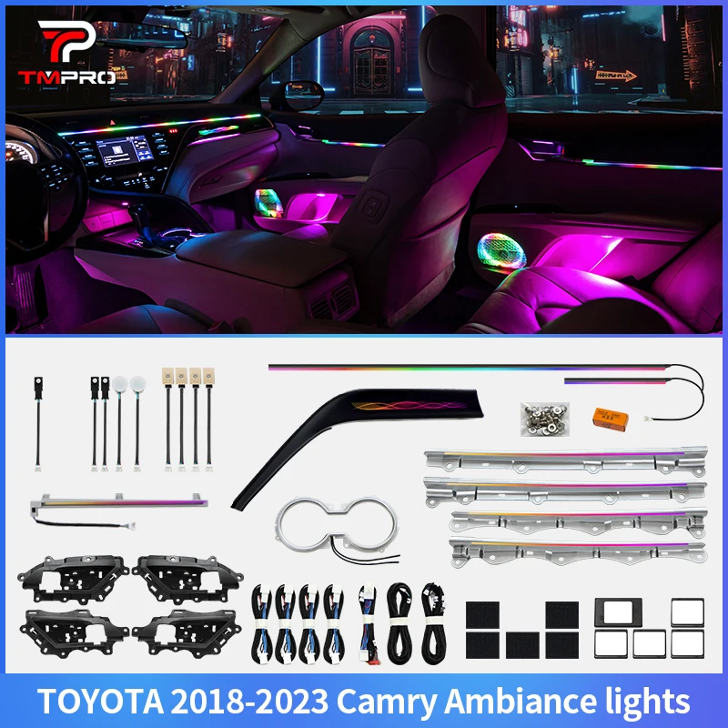 TMPRO 64 Colors LED Safety assistance systems Ambient Lighting For Toyota Camry 2018-2023 Automotive Interior Decoration