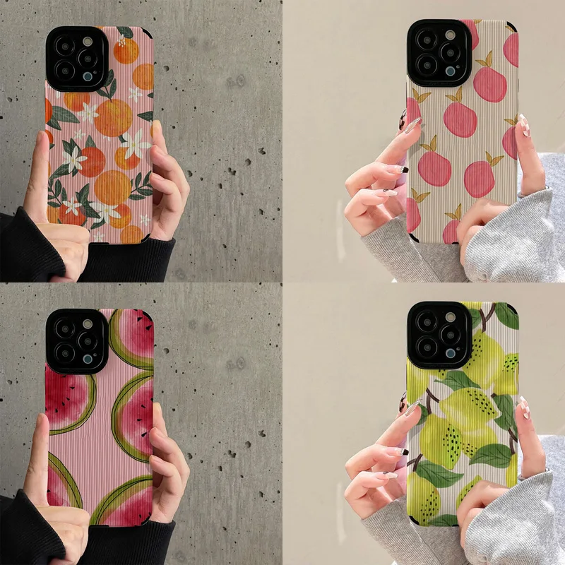 Summer Fruit Pattern Phone Case For iPhone 14 12 11 13 Pro Max X XR XS Max 14plus 7 8 Plus 12 13 Mini Shockproof Soft Back Cover