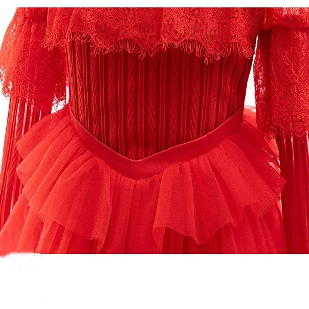 2026 Halloween Girl Dress Up Elegant Special Ball Evening Dress Long Sleeve Red Horror Girl Dress - view 6