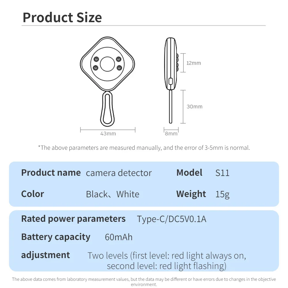 Anti-spy Gadgets Detector Hotel Toilet Bedroom Camera Hidden Device Finder Privacy Protect Security Anti-Candid Camera Detector