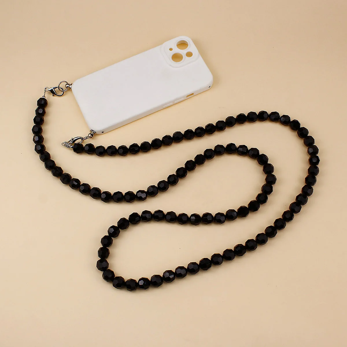 Black Bead Phone Chain Lanyard Crossbody Phone Hanging Rope Bag Chains Decoration Versatile Bag Shoulder Strap