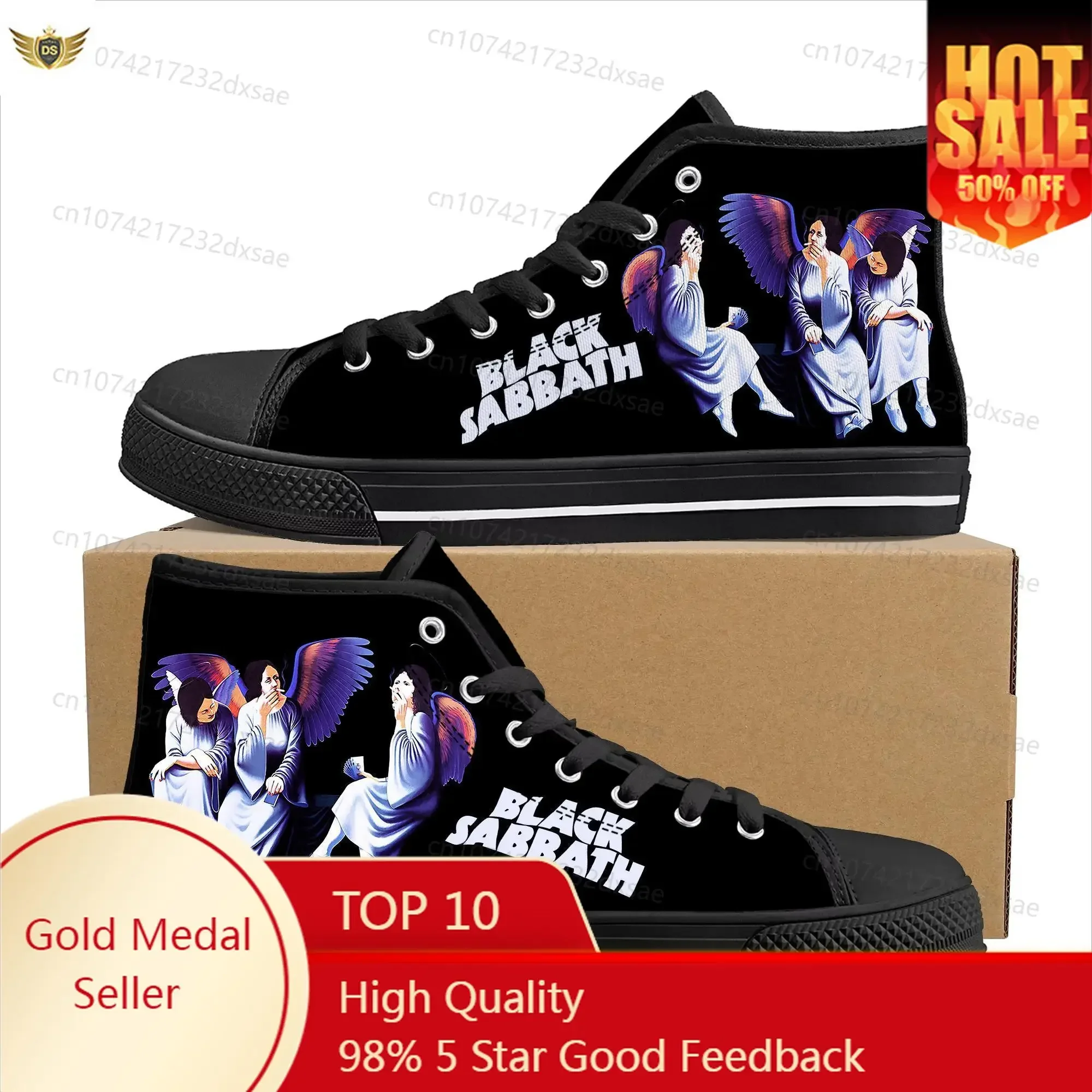 

Black Heavy Metal Band Sabbath High Top High Quality Sneakers Men Women Teenager Canvas Sneaker Casual Couple Shoes Custom Shoes