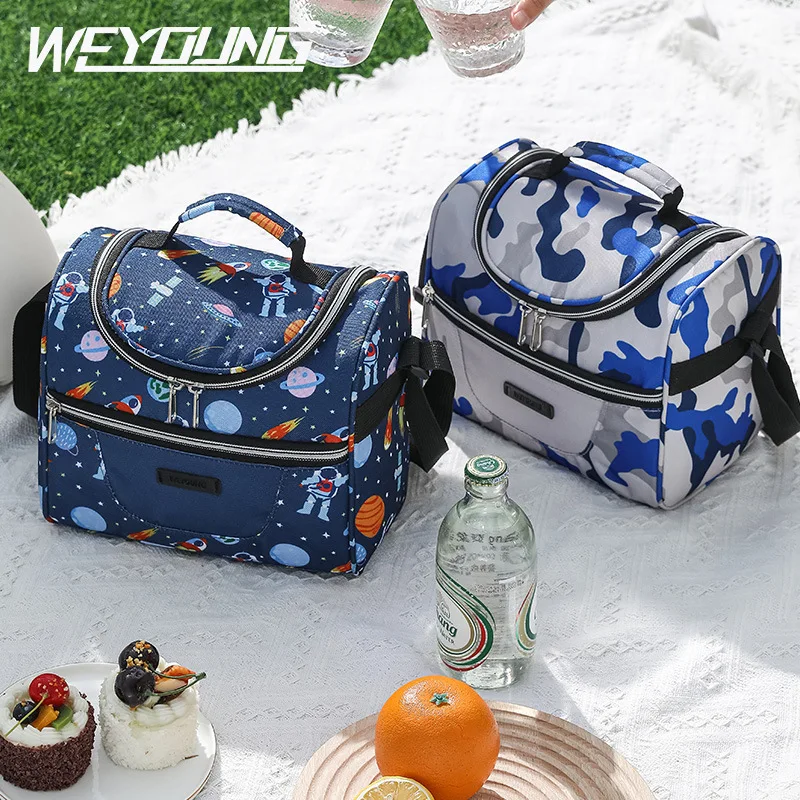 Oxford cloth insulated bag handheld lunch bag waterproof lunch box student large capacity slung bag