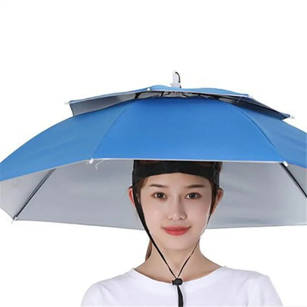 Doppel-schicht Outdoor Regenschirm Hut Faltbare Regen Sonne Schatten Kopf Hut Sonne Hüte Wasserdichte Headwear Cap für Angeln Camping liefert