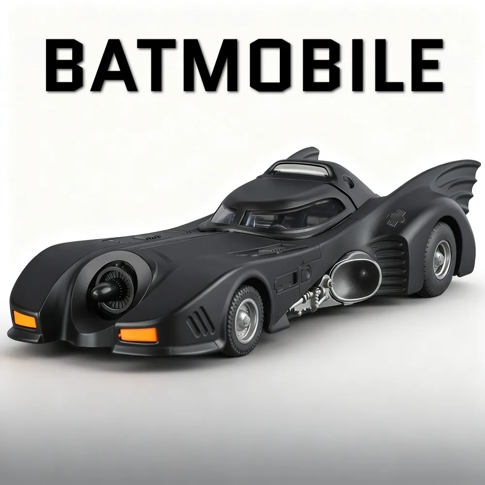 1:32 Batmobile Automodel Speelgoed Legering Lichaam Schokabsorptie Supercar Muziek Licht Miniatuur Voertuigmodellen Collectie Presenteert
