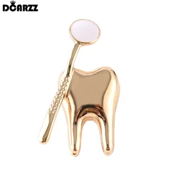 DCARZZ Cute Tooth Pins Brooches Gold Silver Plated Medical Doctor Nurse Brooch Vintage Christmas Jewelry Pin Badge Women Gift