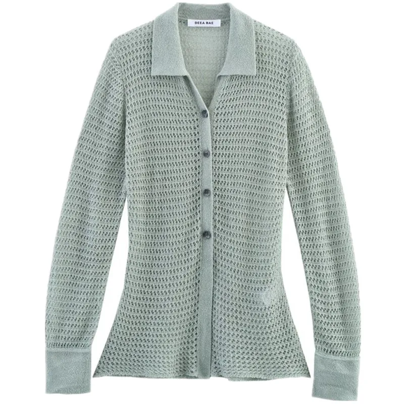 2025 Summer New Women's Faion  Ne Knitted irt Patchwork Versatile Sle Long Sve Commute Sle Regular Length