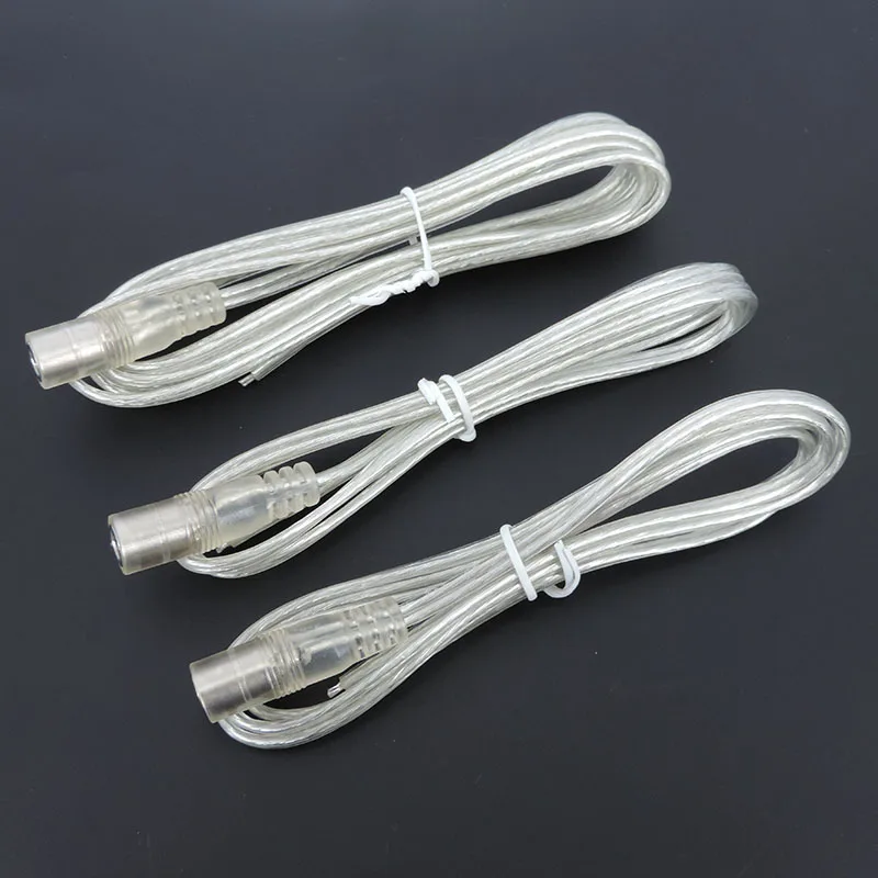 0.2/0.5/1M 20AWG 5A Transparent DC Male Female Jack Power Adapter Pigtail Cable 5.5x2.1mm Connector Extension Cord For LED Strip