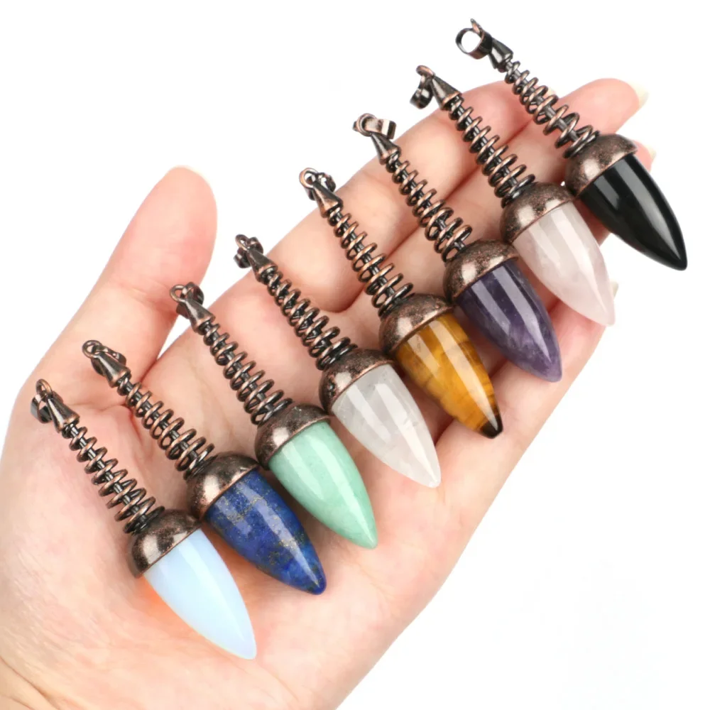 Cone Pendulum Natural Laspis Amethyst Gem for Meditation Dowsing Spiritual Divination Reiki Jewelry Charm Healing Crystal Quartz