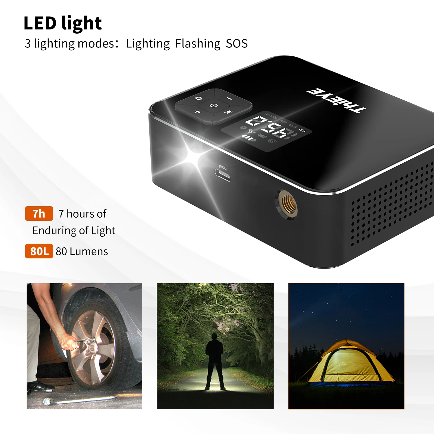 Воздушный компрессор THiEYE, беспроводной электрический насос с металлическим корпусом