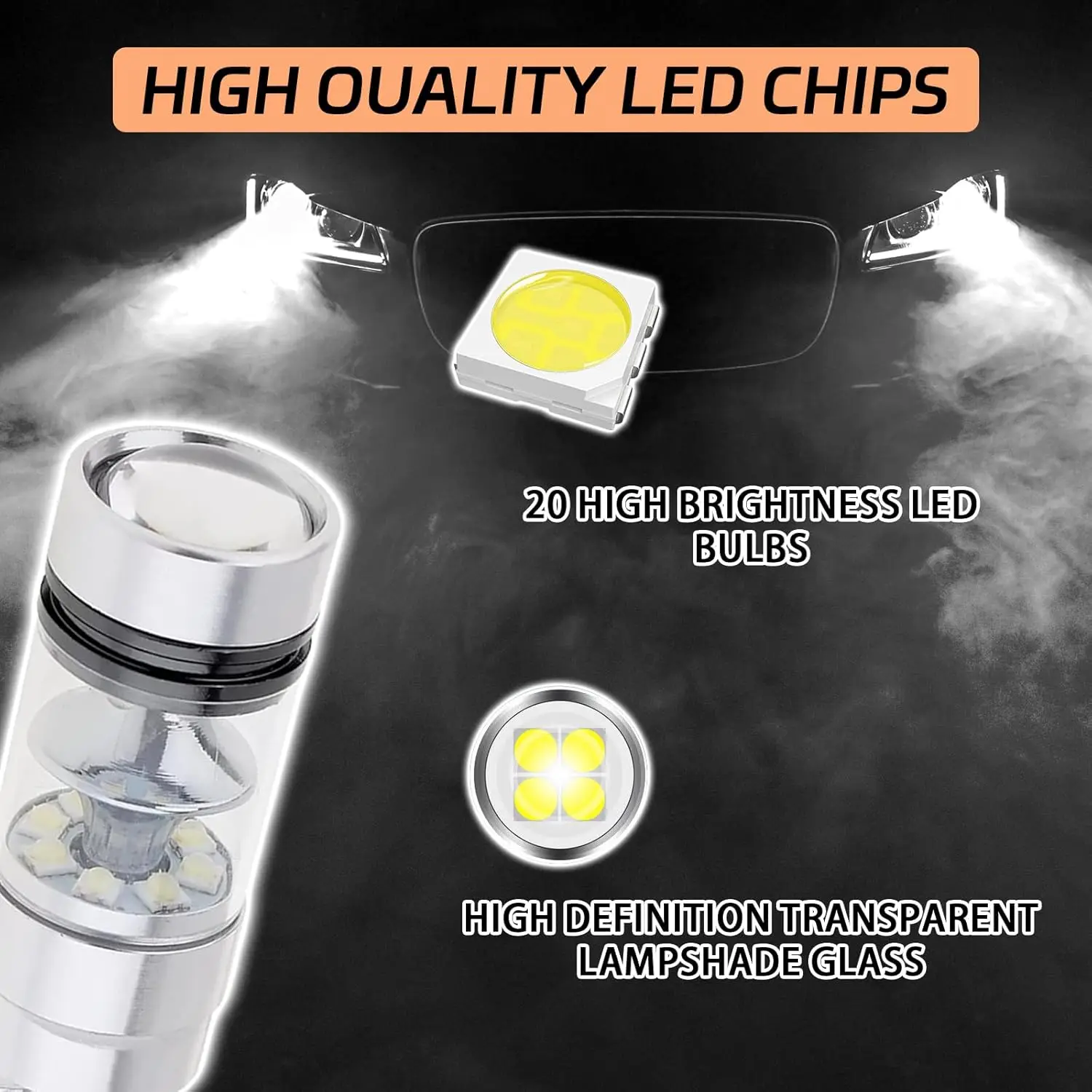2 uds bombilla H7 bombillas de faros bombilla de luz antiniebla, bombillas de faros H7 bombilla de faro de haz bajo 12V 100W luces de circulación diurna delanteras