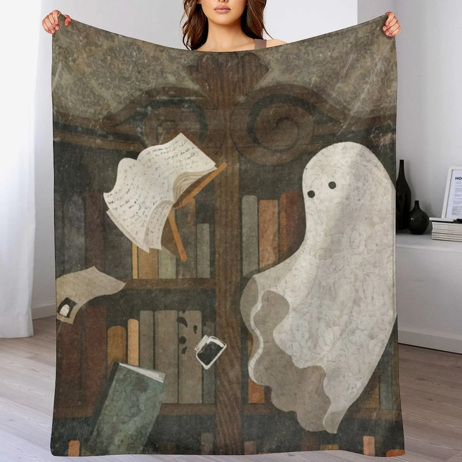 

There's a Poltergeist in the Library Again... Throw Blanket Decoratives Stuffeds warm for winter Blankets