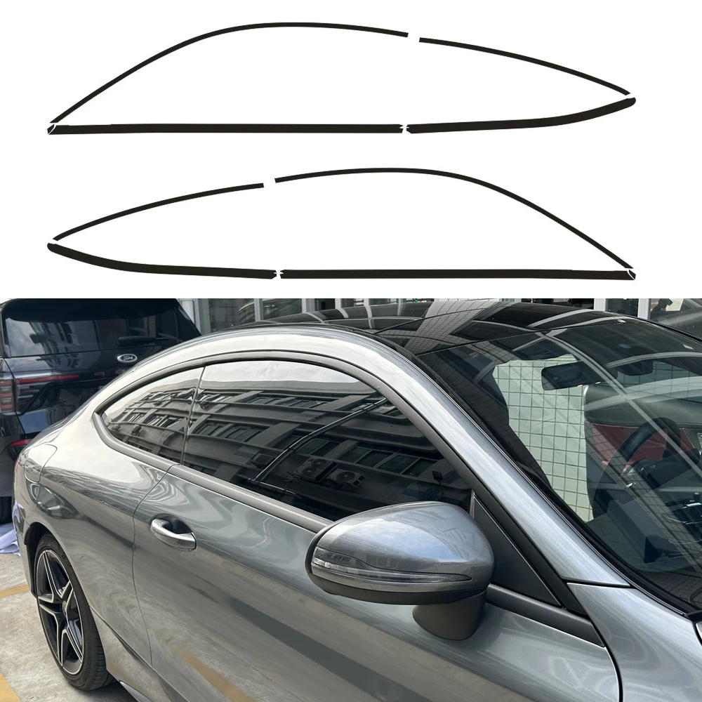 

Ледяной матовый черный хром, наклейка на оконную планку для Mercedes Benz C-Class C205 2016-2023