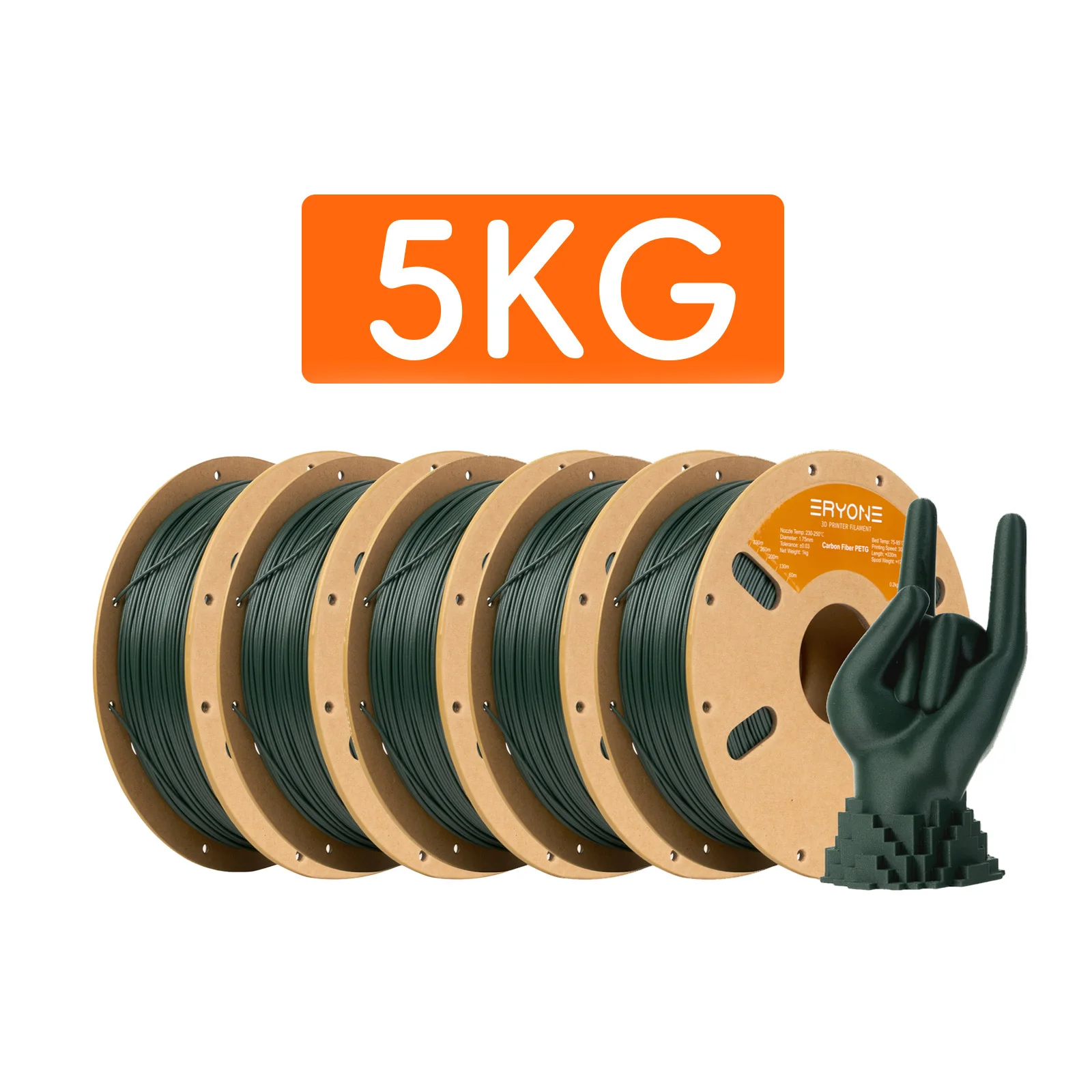 ERYONE Grote Uitverkoop 5KG PETG Carbon Fiber Premium Filament 3D Print, Meerdere Kleuren Beschikbaar, PETG-CF filament, 1KG/Spoel