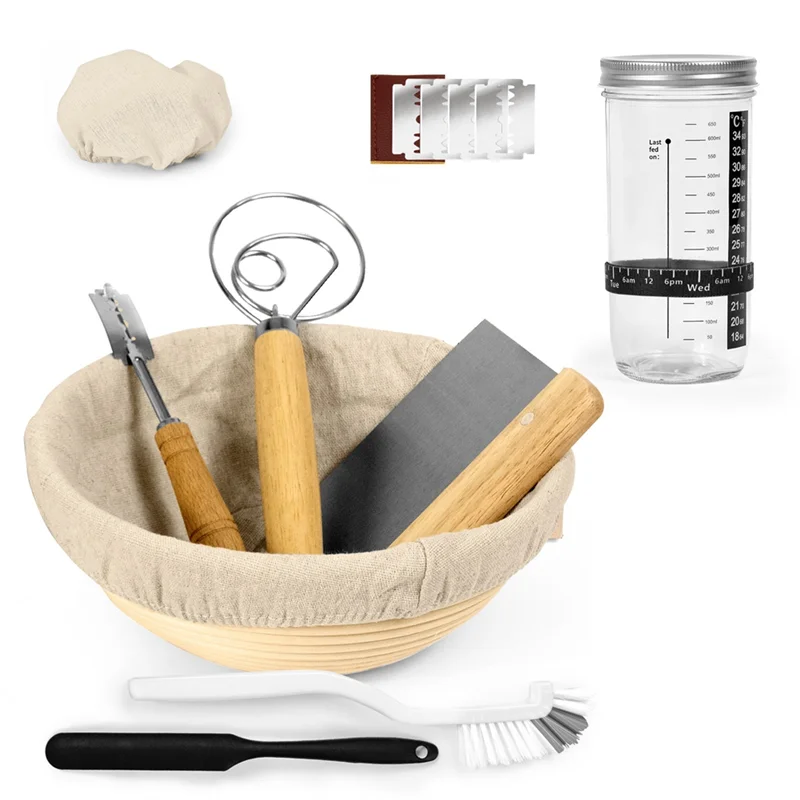 ABZS Sourdough Bread Fermentation Kit With Date Marking Feeding Bands And Proofing Baskets