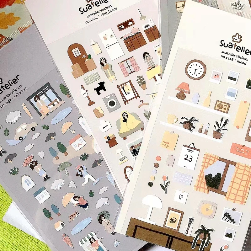 Koreański Suatelier naklejki śliczny styl domowy Scrapbooking DIY śmieci dziennik pamiętnik papiernicze naklejka ozdobna rękodzieło zapasy