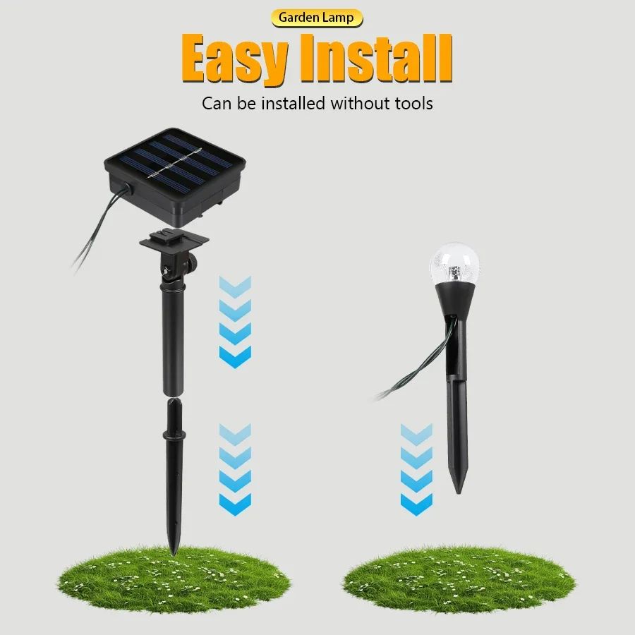 20 en 1 bulle solaire pelouse lumière jardin décor voie lampe extérieure étanche 8 Modes d'éclairage pour vacances jardin chemin cour