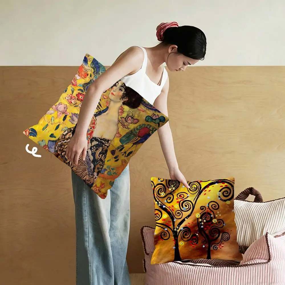 Classic Gustav Klimt Artwork Pillow Anime Pillow Sofa Bed Head Pillow Cover Cushion Cover 45x45 cm Fashion