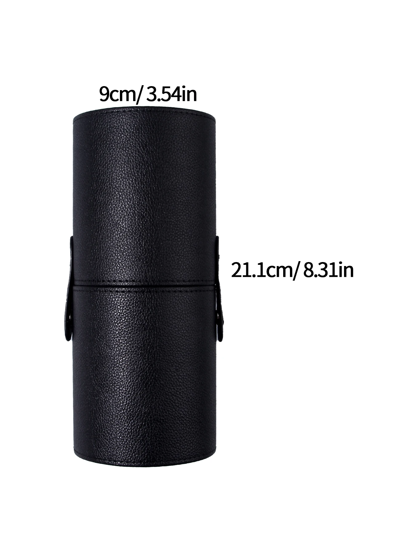 Hot Sale Dustproof Makeup Brush Holder,1PCS Black Leather Cylinder Snap Adjustable Storage Bucket Portable Cosmetic Organizer Fo