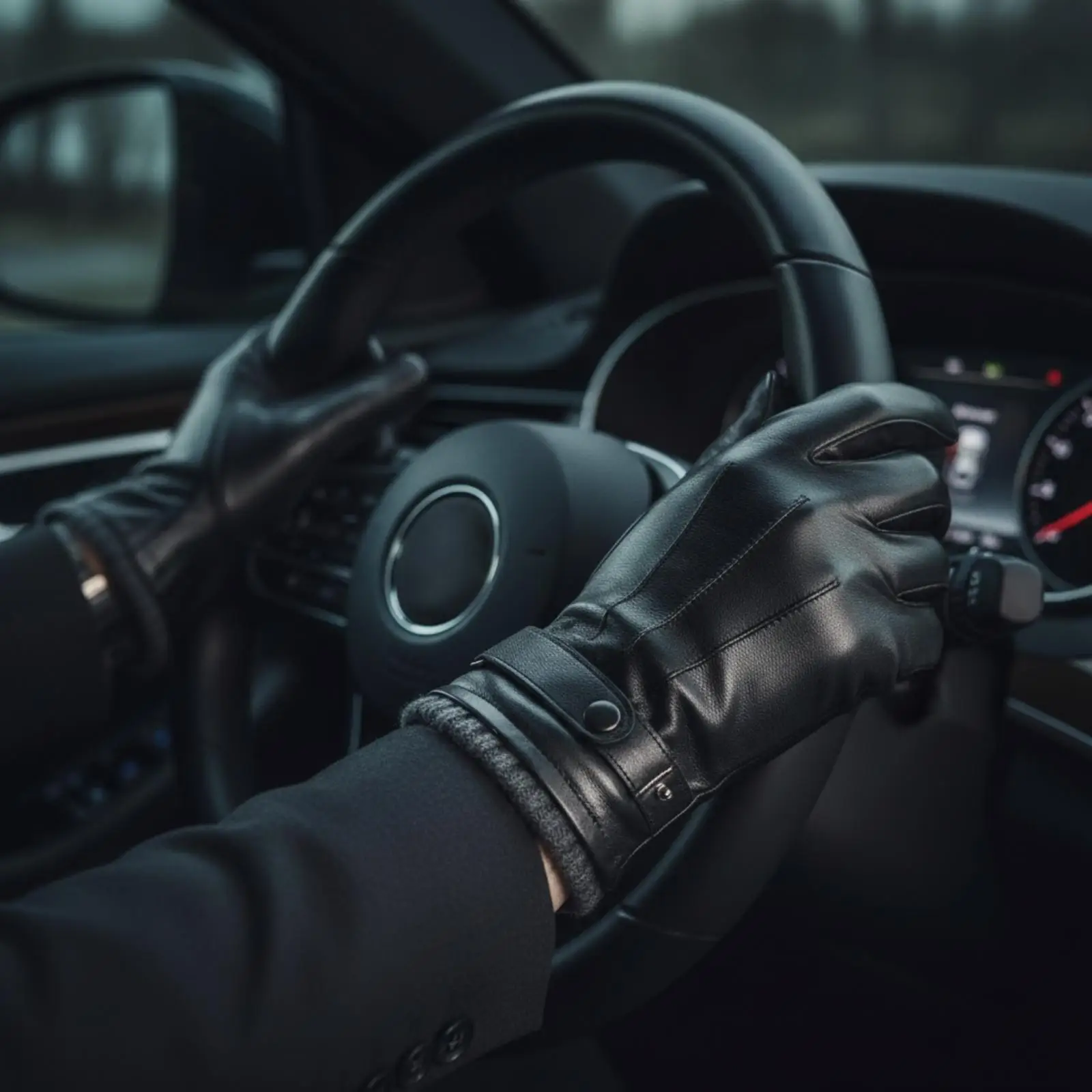 Wind-Resistant Gloves with Fleece Ribbed Trim Full-Finger Touchscreen Gloves