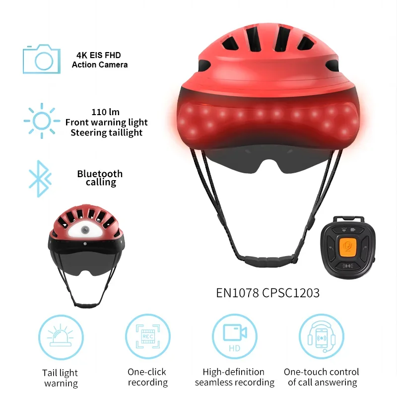 Smart Motorbike Helmet 4K Bike Wireless Helmets Motorcycle With And Gps Bicycle Bluetooth-Compatible For Man Cycling Light