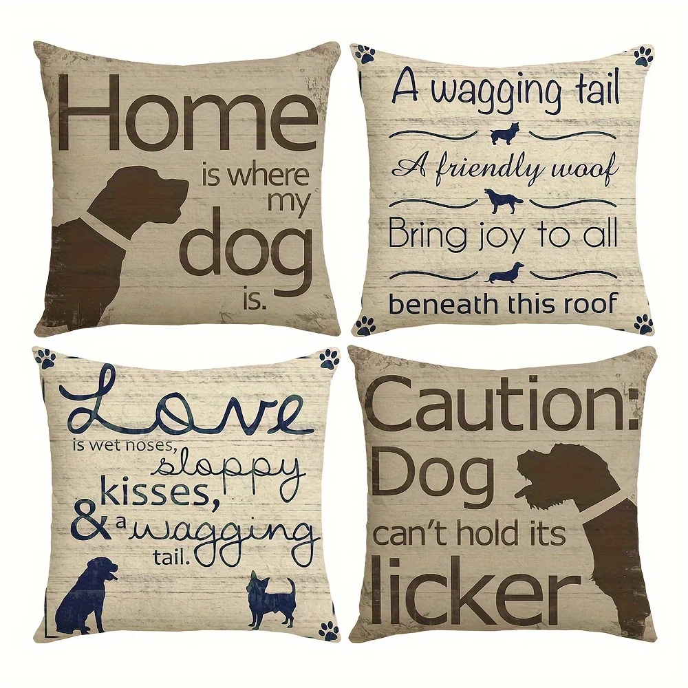 1pc Throw Pillowcase Pet Dog Pritned Blend Throw Pillow Cover for Living Room Bedroom Sofa Home Decor No Pillow Insert 18x18in