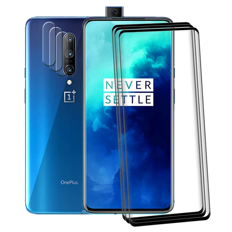 Pelindung layar 9D untuk Oneplus 7T Pro 7 Pro, lapisan kamera serat lunak kaca lengkung Tempered untuk Oneplus 7T Pro